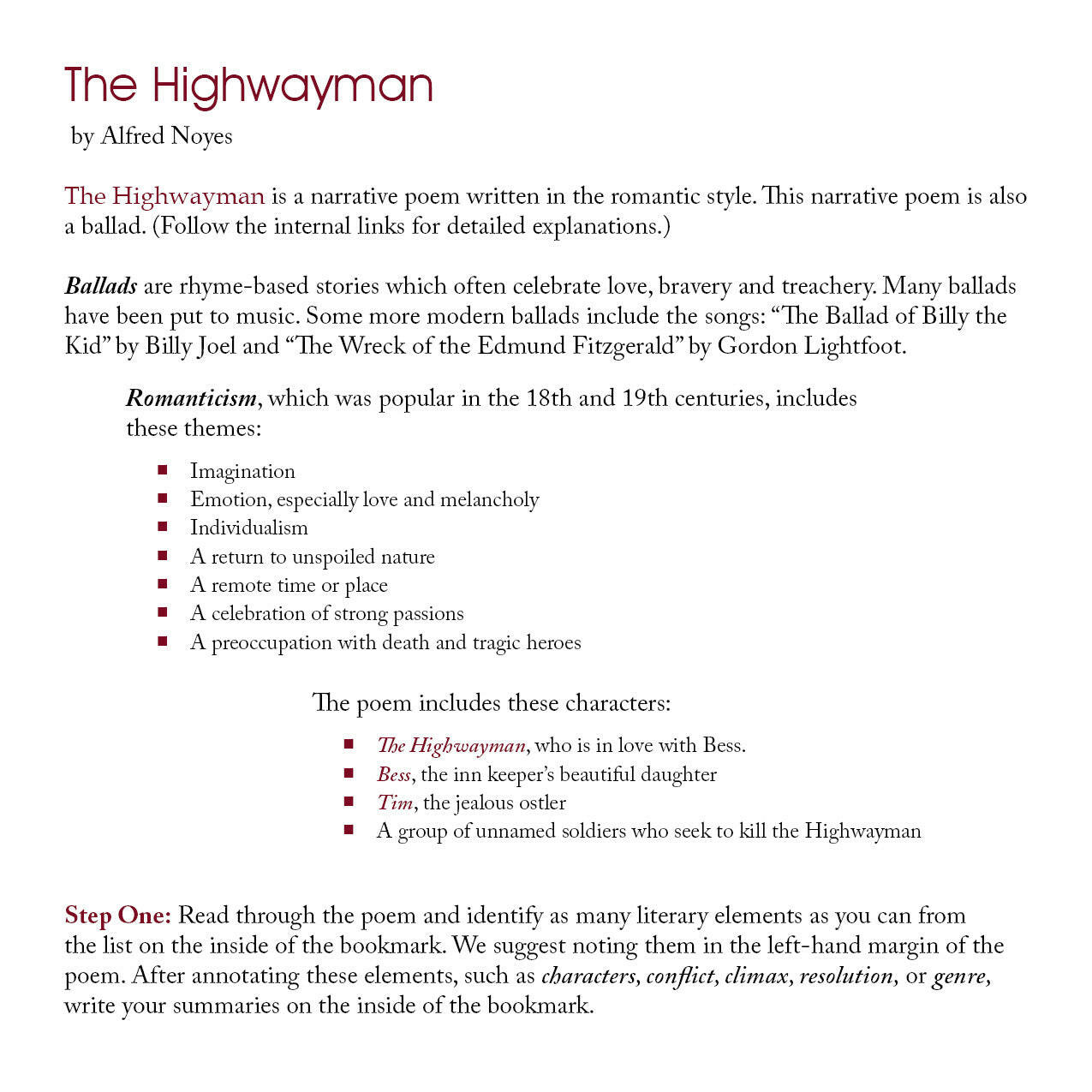 Annotation BookMarks: Poetry Lesson