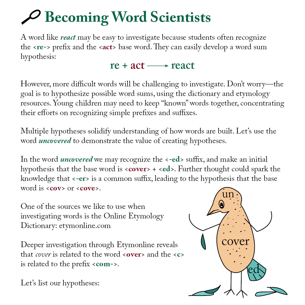 Word Study Packet—Spelling and Vocabulary—Rooted in Language